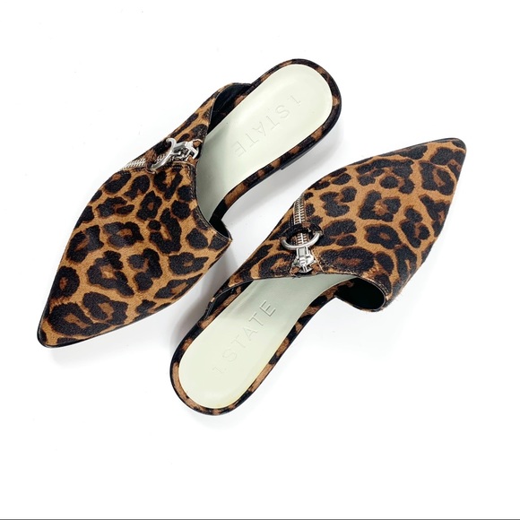 flat leopard mules